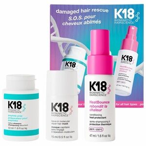 K18 DAMAGED HAIR RESCUE SET 3 Minis:Detox Shampoo/Repair Mask/Protectant NIB!